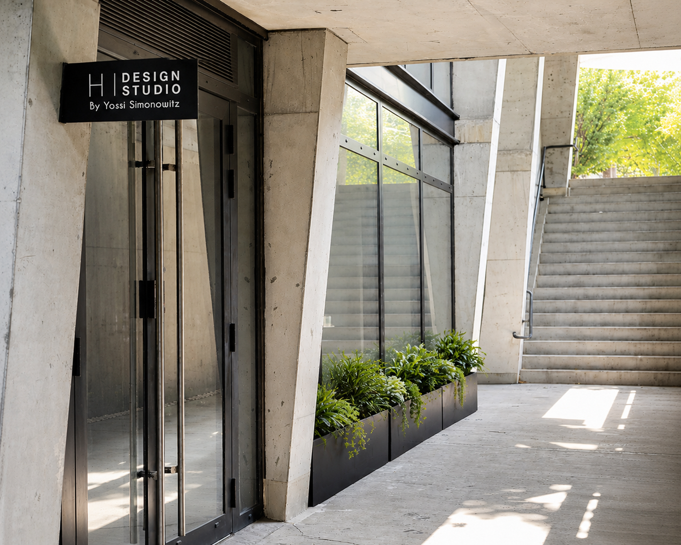 Entrance to the HI Design Studio office in Brooklyn